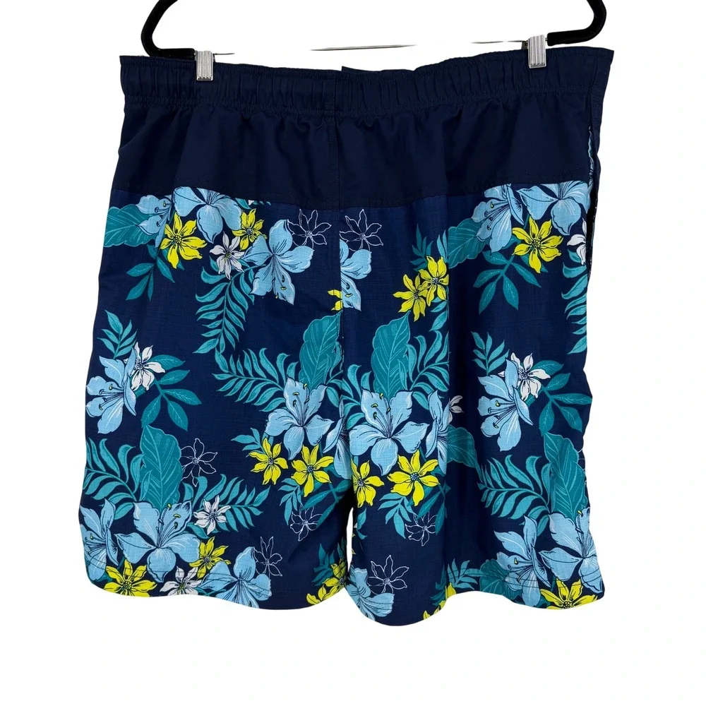 Speedo‎ Swim Trunks Mens XL Navy Blue Excellent Tropical Floral Board Shorts